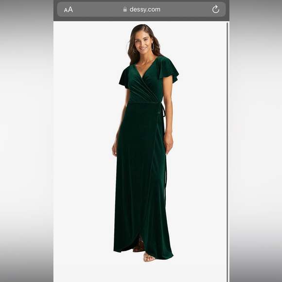 Dessy “after six” full length velvet “evergreen” medium new with tags never worn - Picture 1 of 15